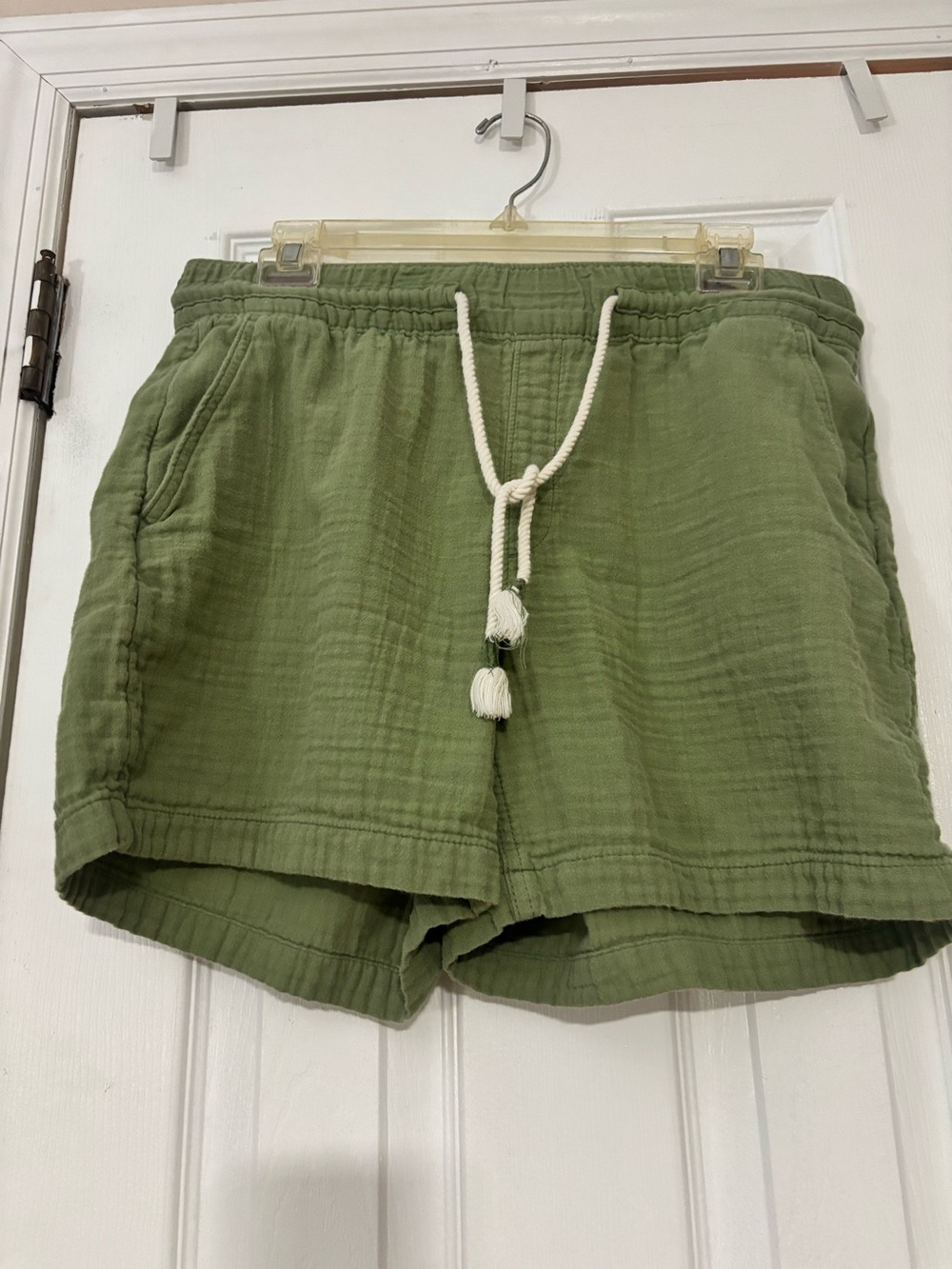 Old Navy Light Olive Drawstring Cotton Blend Athletic Shorts